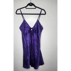 Sopré Lingerie Nightgown Womens Large Purple Satin Paisley Jacquard Chemise Slip